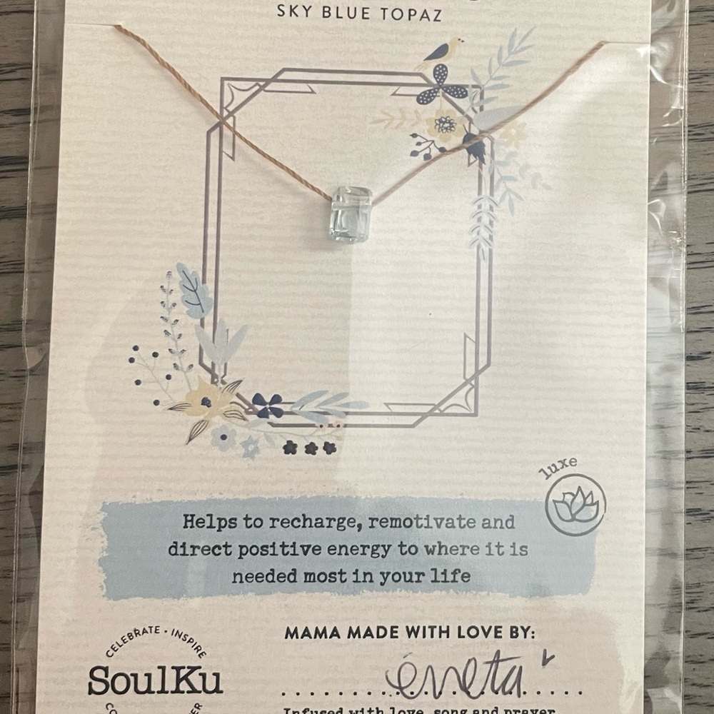 SOULKU Sky Blue Topaz Gemstone Necklace for New Beginnings